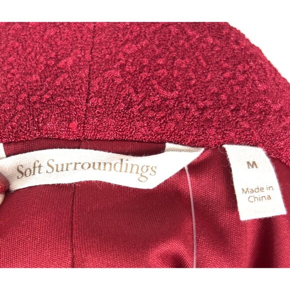 Soft Surroundings Womens Cardigan Sz M Red Crochet Open Front Boxy Lagenlook NEW - Picture 7 of 9